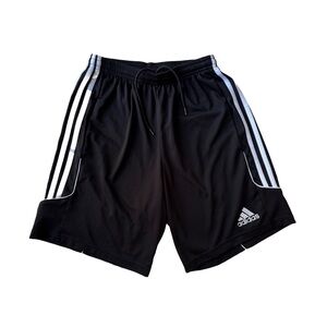 Adidas Black and White Athletic Shorts with Signature Stripes